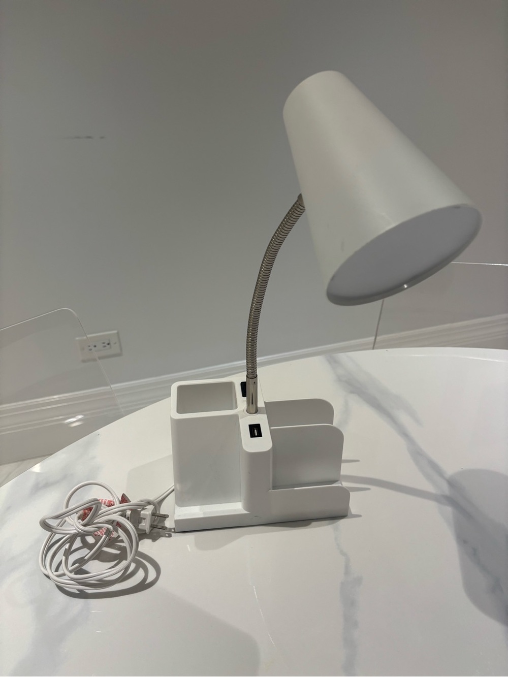 White Multi-Function Desk Lamp with Organizer